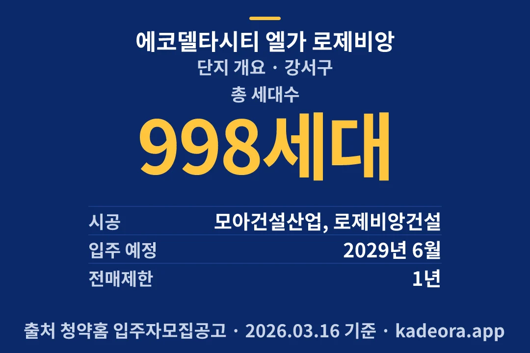 에코델타시티 엘가 로제비앙 단지 개요 — 강서구 아파트 분양
