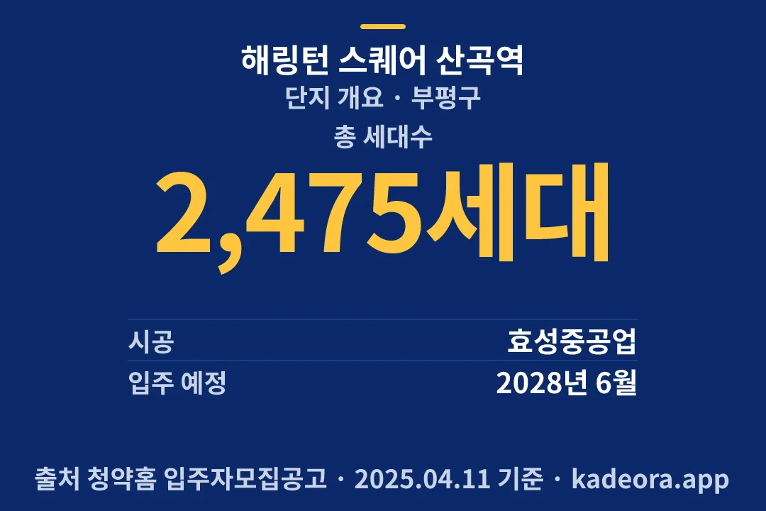 해링턴 스퀘어 산곡역 단지 개요 — 부평구 아파트 분양