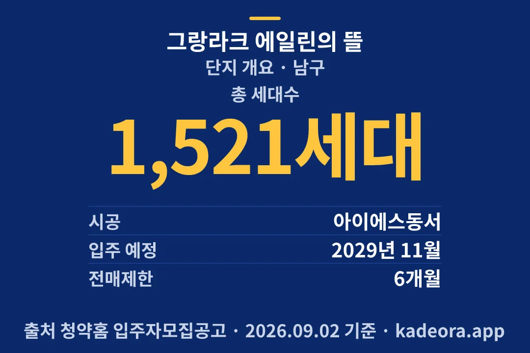 그랑라크 에일린의 뜰 단지 개요 — 남구 아파트 분양