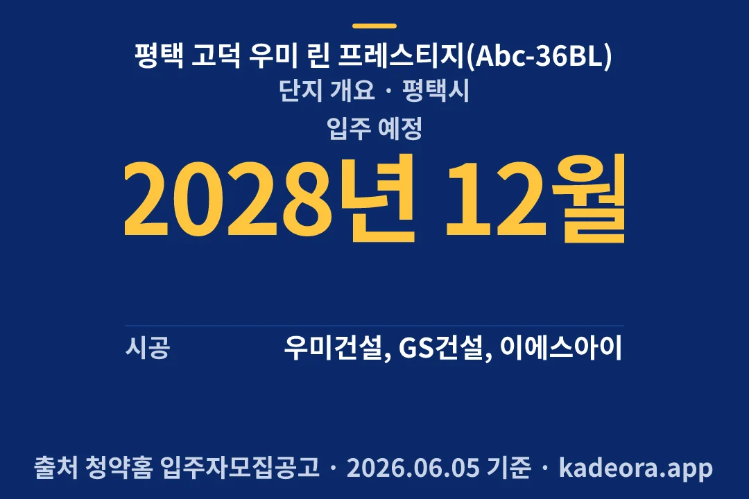 평택 고덕 우미 린 프레스티지(Abc-36BL) 단지 개요 — 평택시 아파트 분양