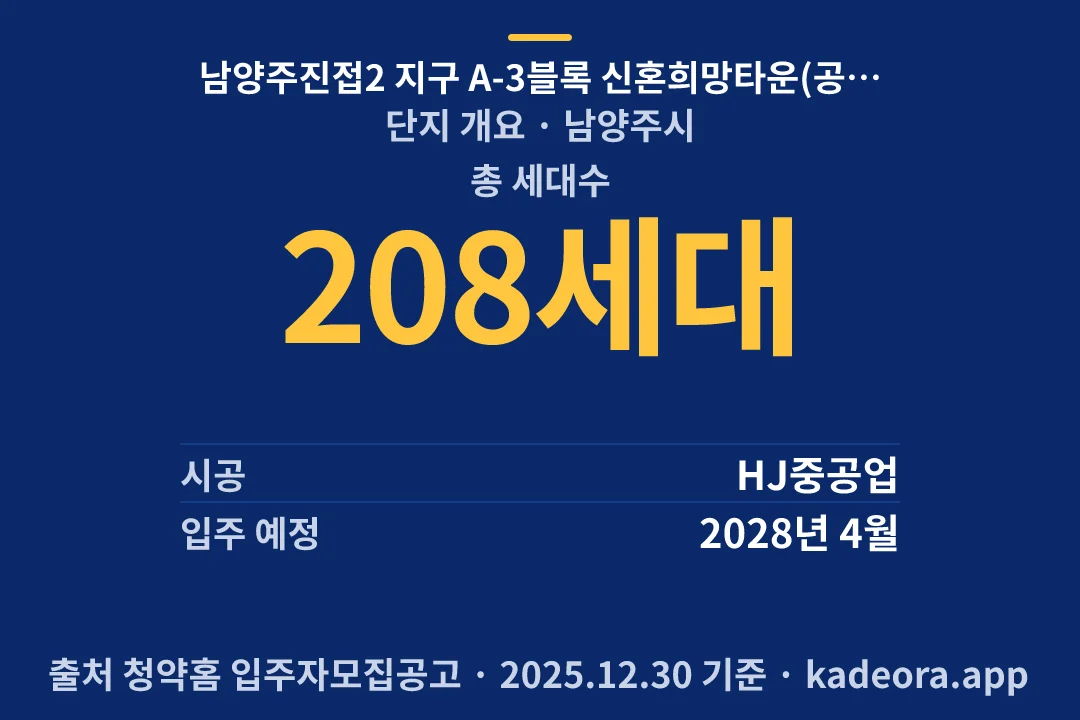 남양주진접2 지구 A-3블록 신혼희망타운(공공분양)(본청약) 단지 개요 — 남양주시 아파트 분양