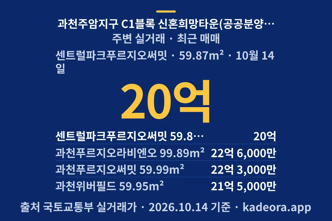 과천주암지구 C1블록 신혼희망타운(공공분양)(본청약) 주변 실거래 — 과천시 아파트 분양
