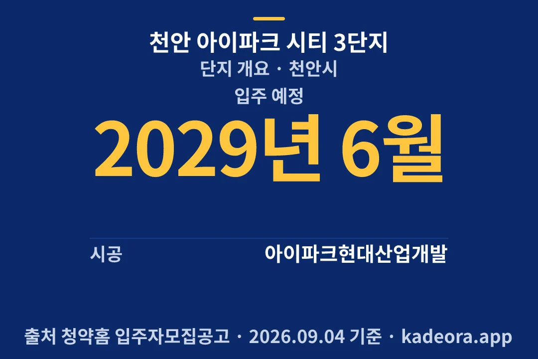 천안 아이파크 시티 3단지 단지 개요 — 천안시 아파트 분양