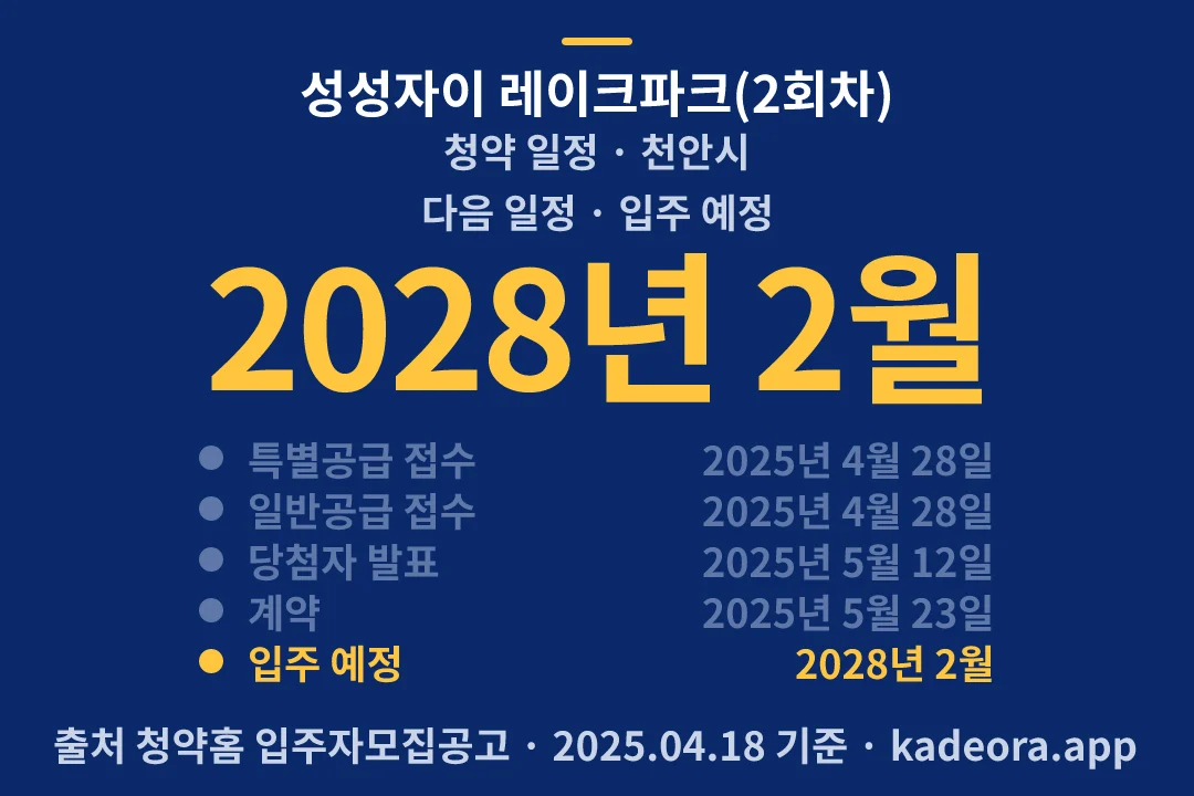 성성자이 레이크파크(2회차) 청약 일정 — 천안시 아파트 분양