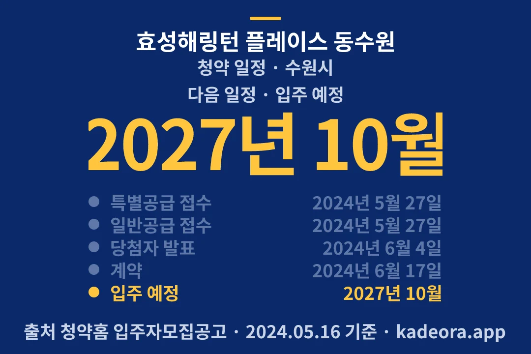 효성해링턴 플레이스 동수원 청약 일정 — 수원시 아파트 분양