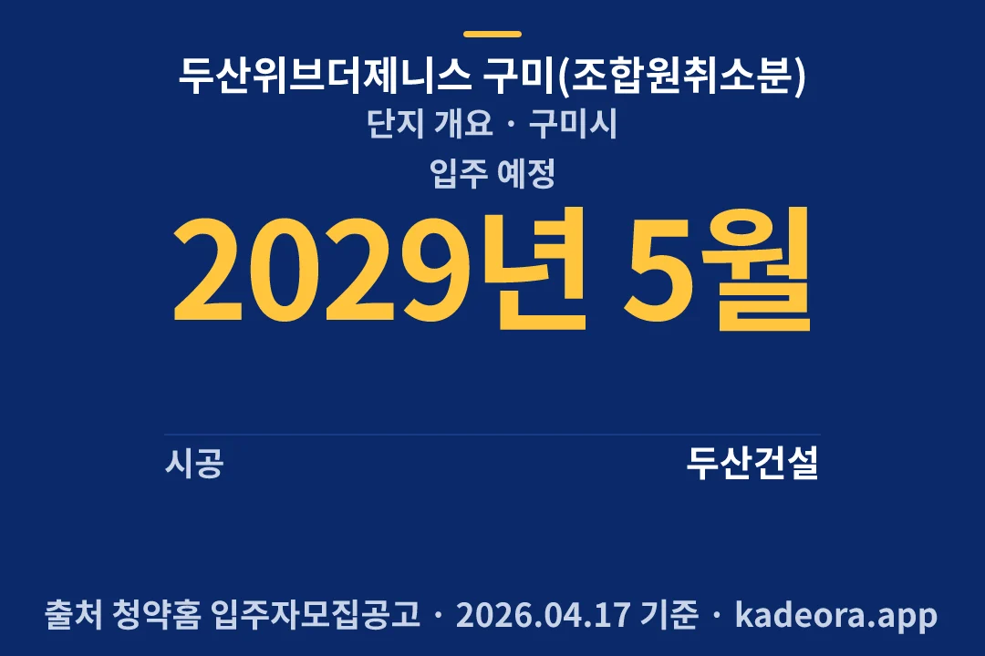 두산위브더제니스 구미(조합원취소분) 단지 개요 — 구미시 아파트 분양