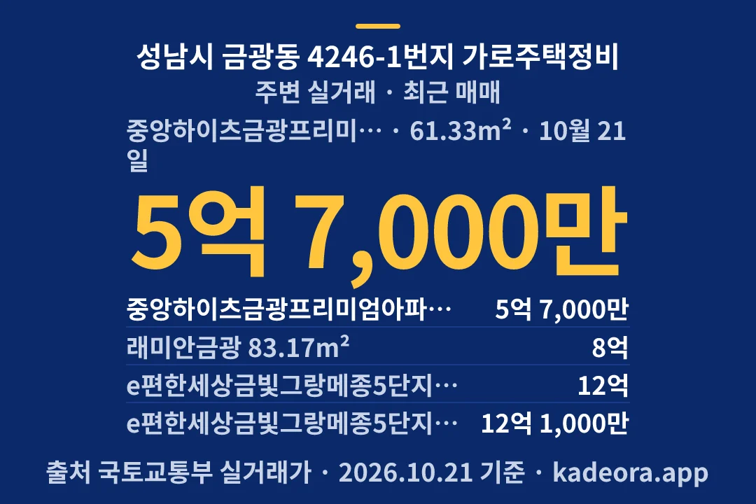 성남시 금광동 4246-1번지 가로주택정비 주변 실거래 — 성남시 아파트 분양