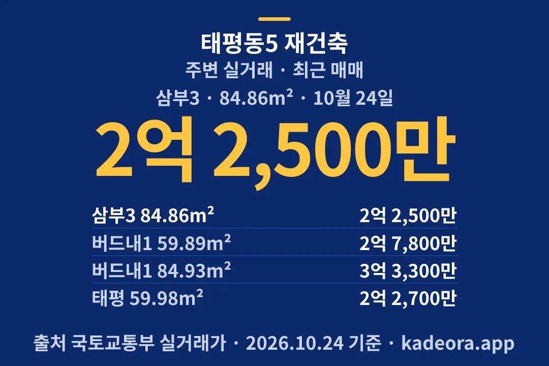 태평동5 재건축 주변 실거래 — 중구 아파트 분양