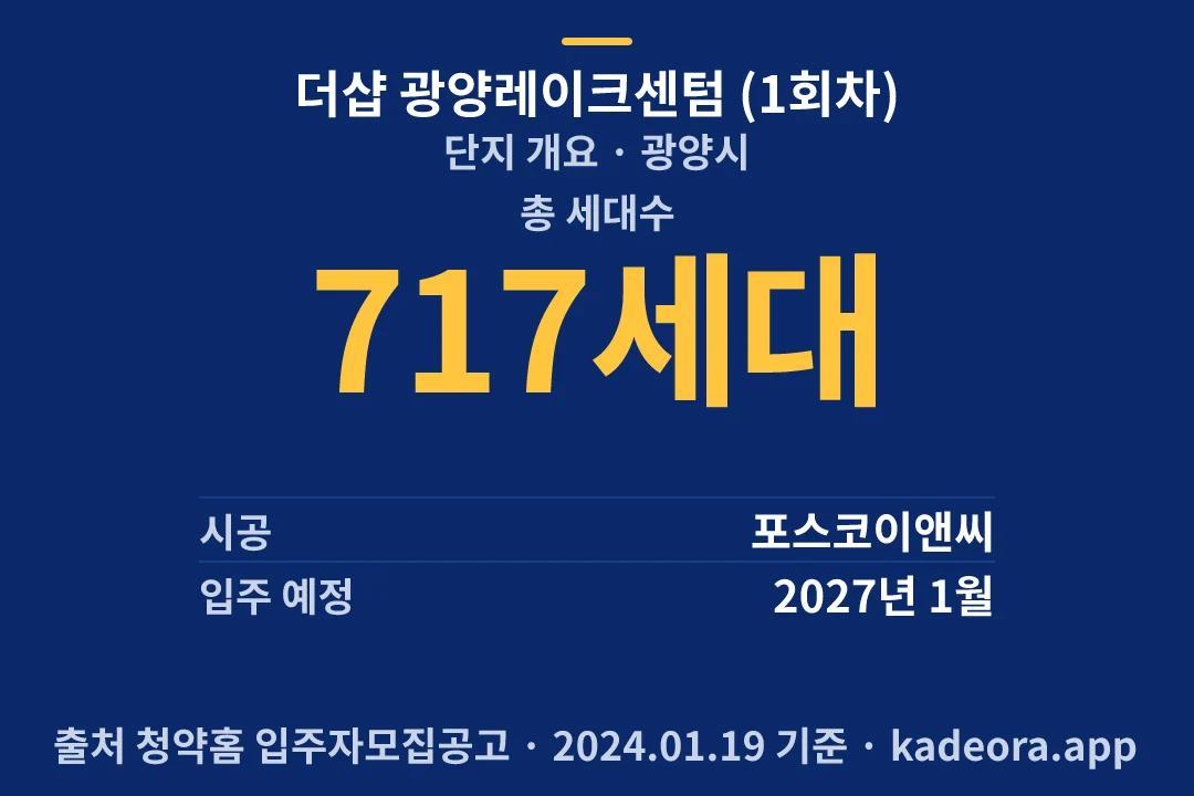 더샵 광양레이크센텀 (1회차) 단지 개요 — 광양시 아파트 분양