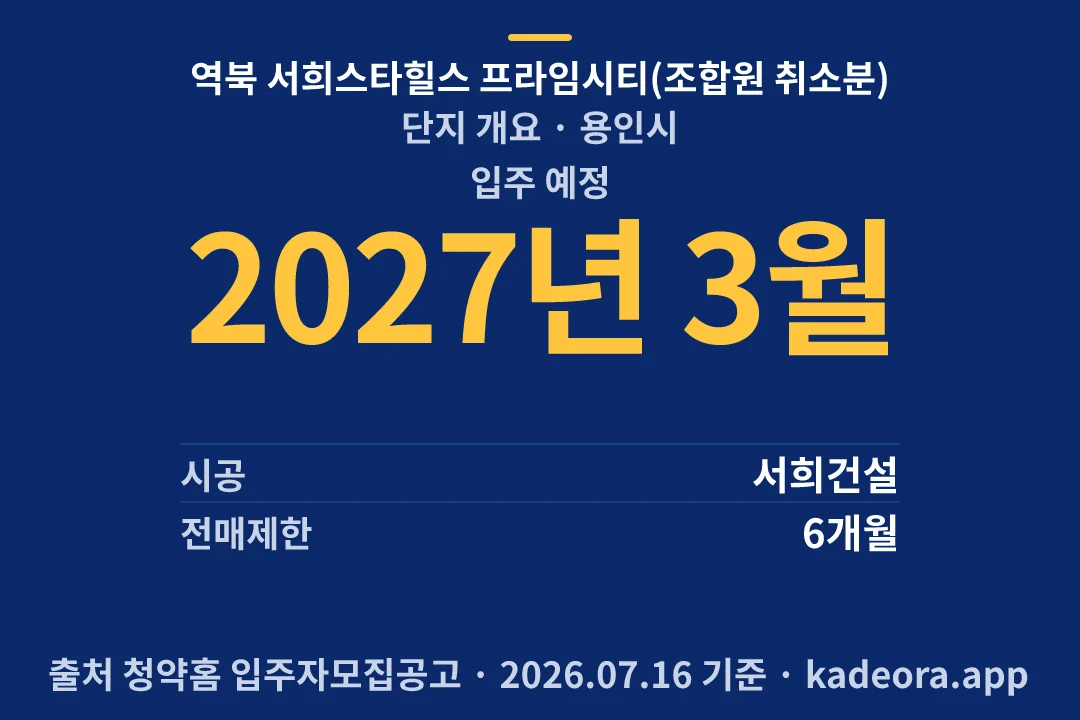 역북 서희스타힐스 프라임시티(조합원 취소분) 단지 개요 — 용인시 아파트 분양