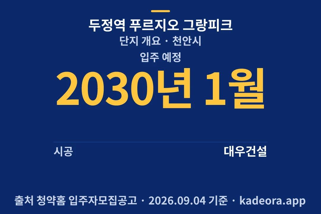 두정역 푸르지오 그랑피크 단지 개요 — 천안시 아파트 분양