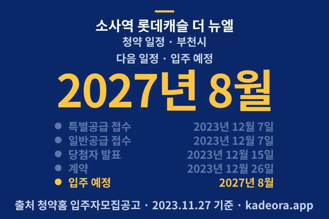 소사역 롯데캐슬 더 뉴엘 청약 일정 — 부천시 아파트 분양