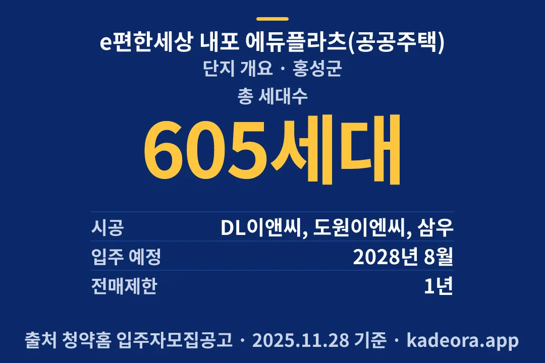 e편한세상 내포 에듀플라츠(공공주택) 단지 개요 — 홍성군 아파트 분양
