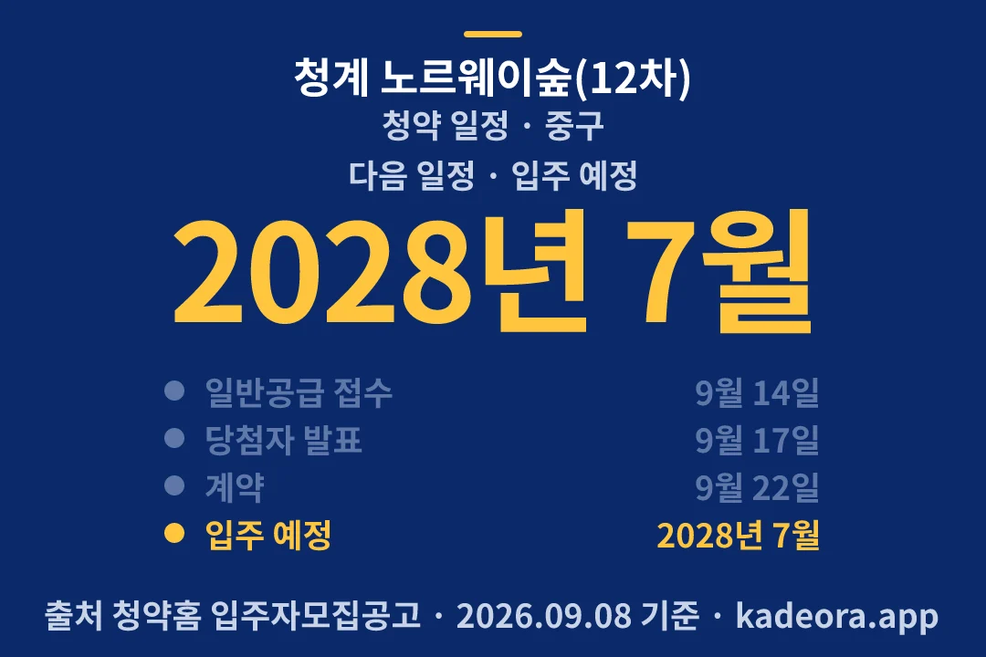 청계 노르웨이숲(12차) 청약 일정 — 중구 아파트 분양