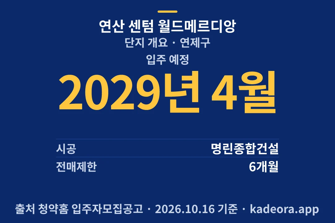 연산 센텀 월드메르디앙 단지 개요 — 연제구 아파트 분양