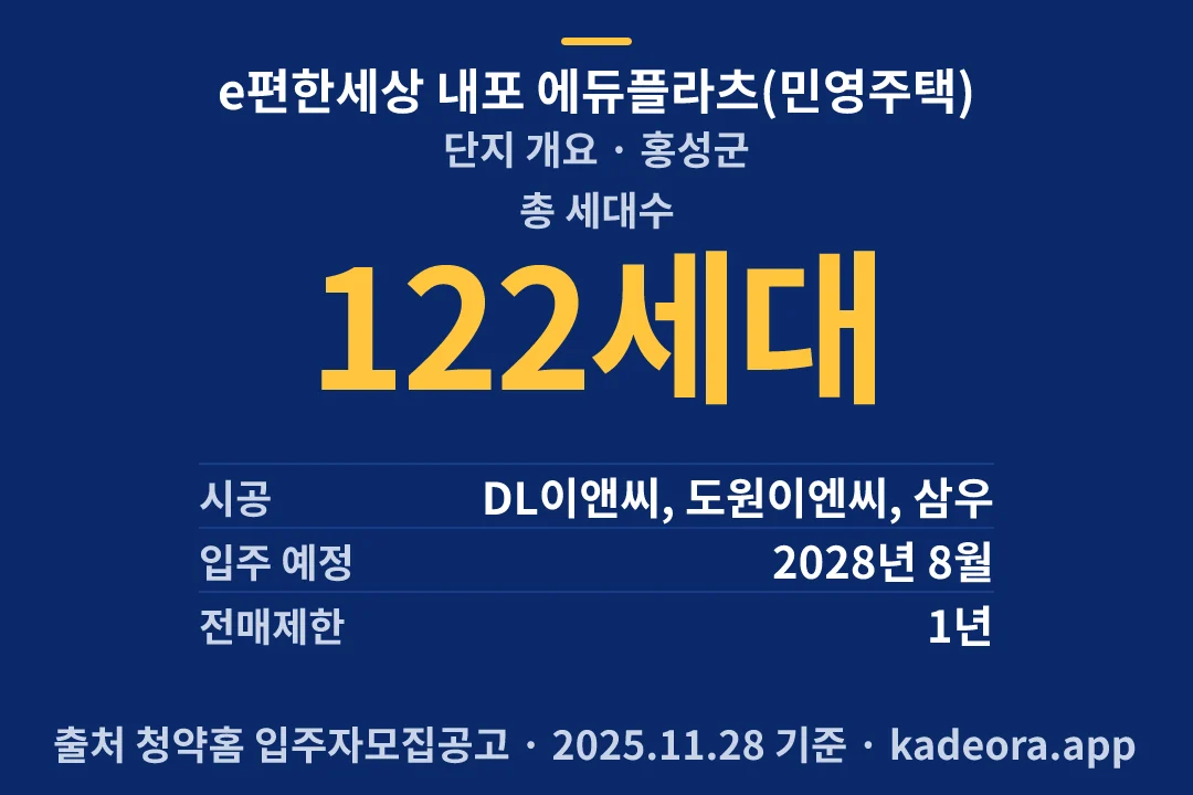 e편한세상 내포 에듀플라츠(민영주택) 단지 개요 — 홍성군 아파트 분양