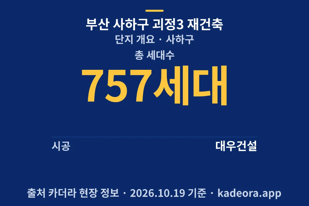 부산 사하구 괴정3 재건축 단지 개요 — 사하구 아파트 분양