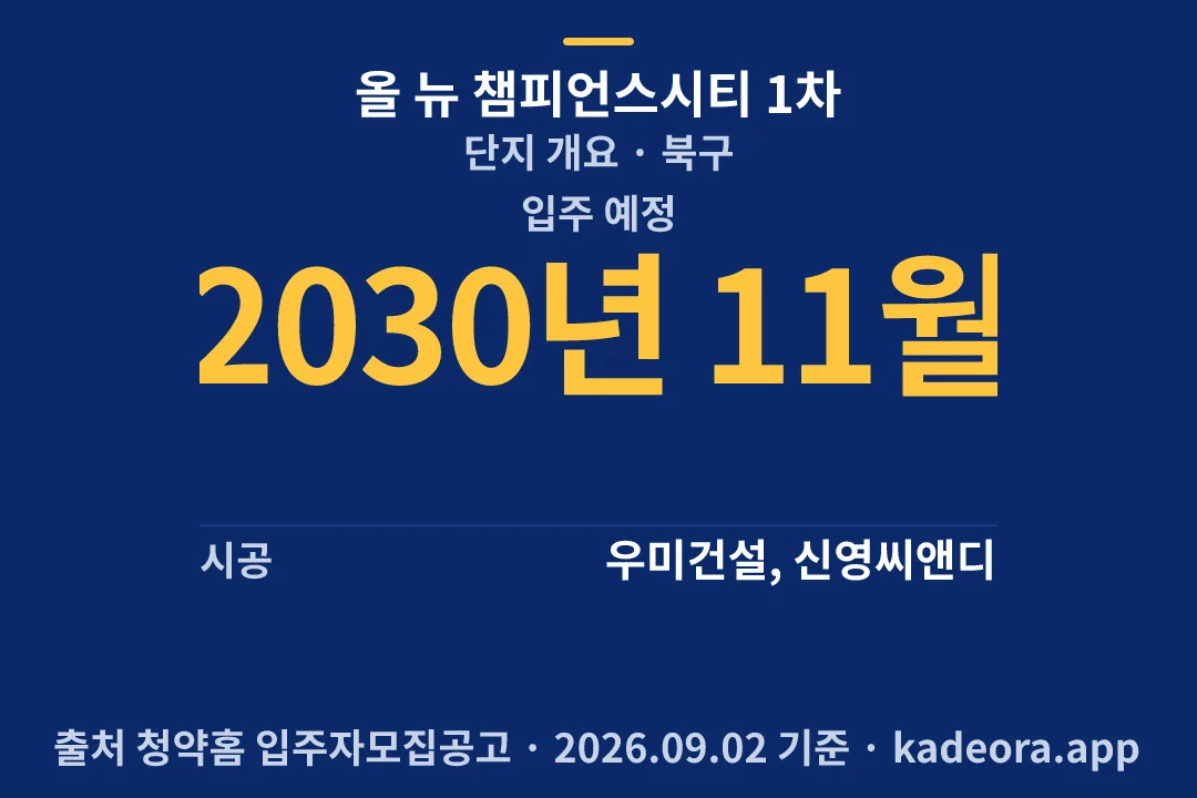 올 뉴 챔피언스시티 1차 단지 개요 — 북구 아파트 분양