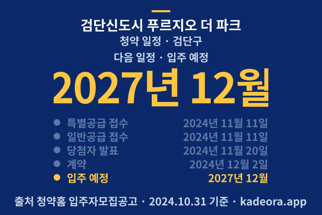 검단신도시 푸르지오 더 파크 청약 일정 — 검단구 아파트 분양