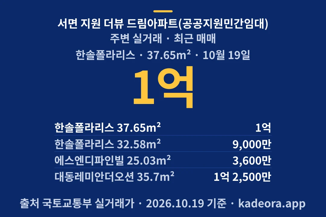 서면 지원 더뷰 드림아파트(공공지원민간임대) 주변 실거래 — 부산진구 아파트 분양