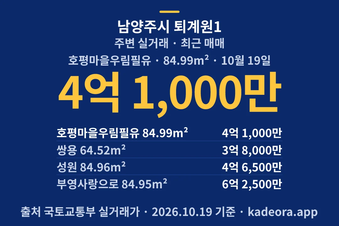 남양주시 퇴계원1 주변 실거래 — 남양주시 아파트 분양