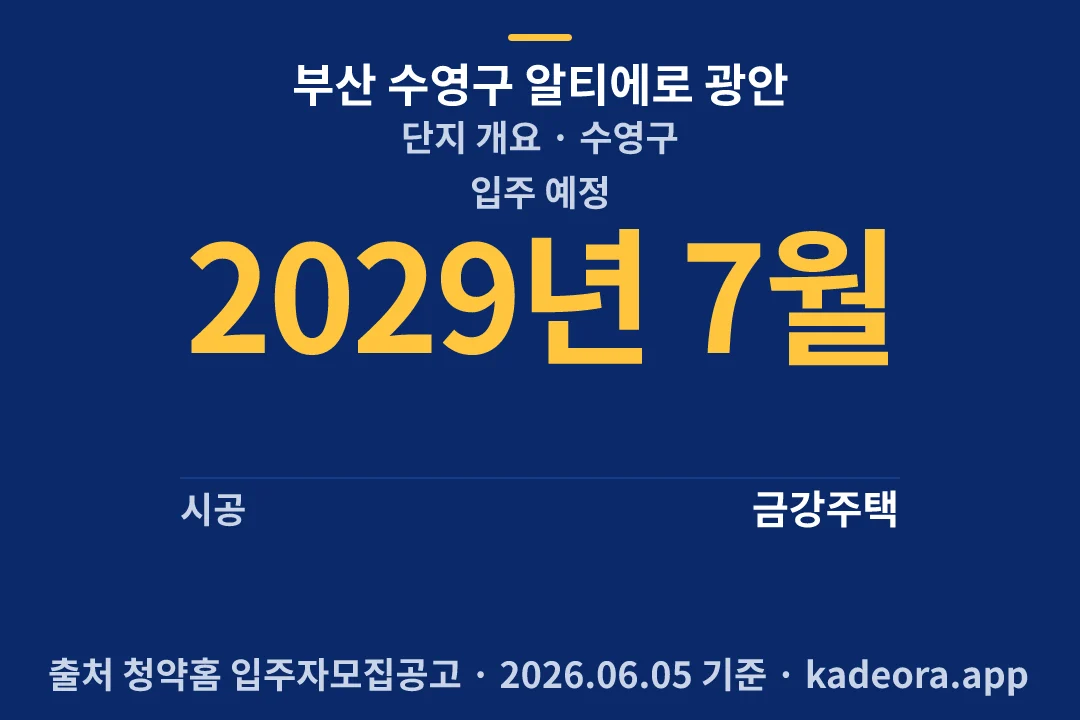 부산 수영구 알티에로 광안 단지 개요 — 수영구 아파트 분양