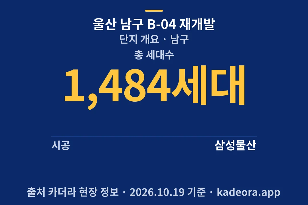 울산 남구 B-04 재개발 단지 개요 — 남구 아파트 분양