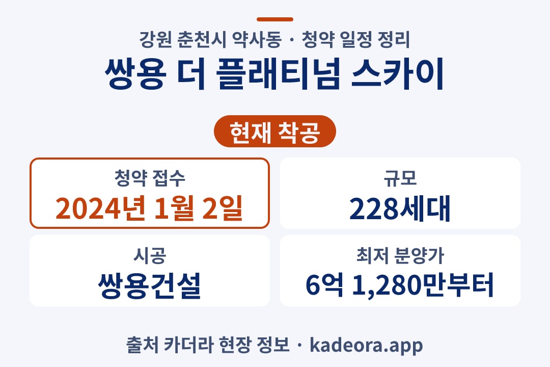 쌍용 더 플래티넘 스카이 청약 단지 개요 카드