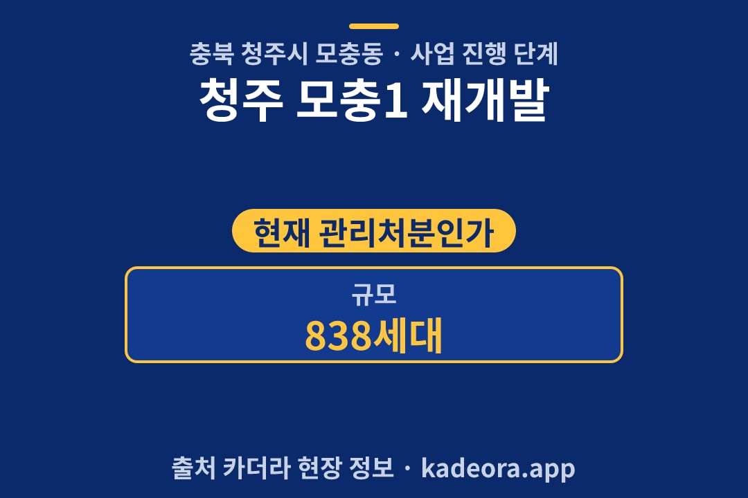 청주 모충1 재개발 단지 개요 카드