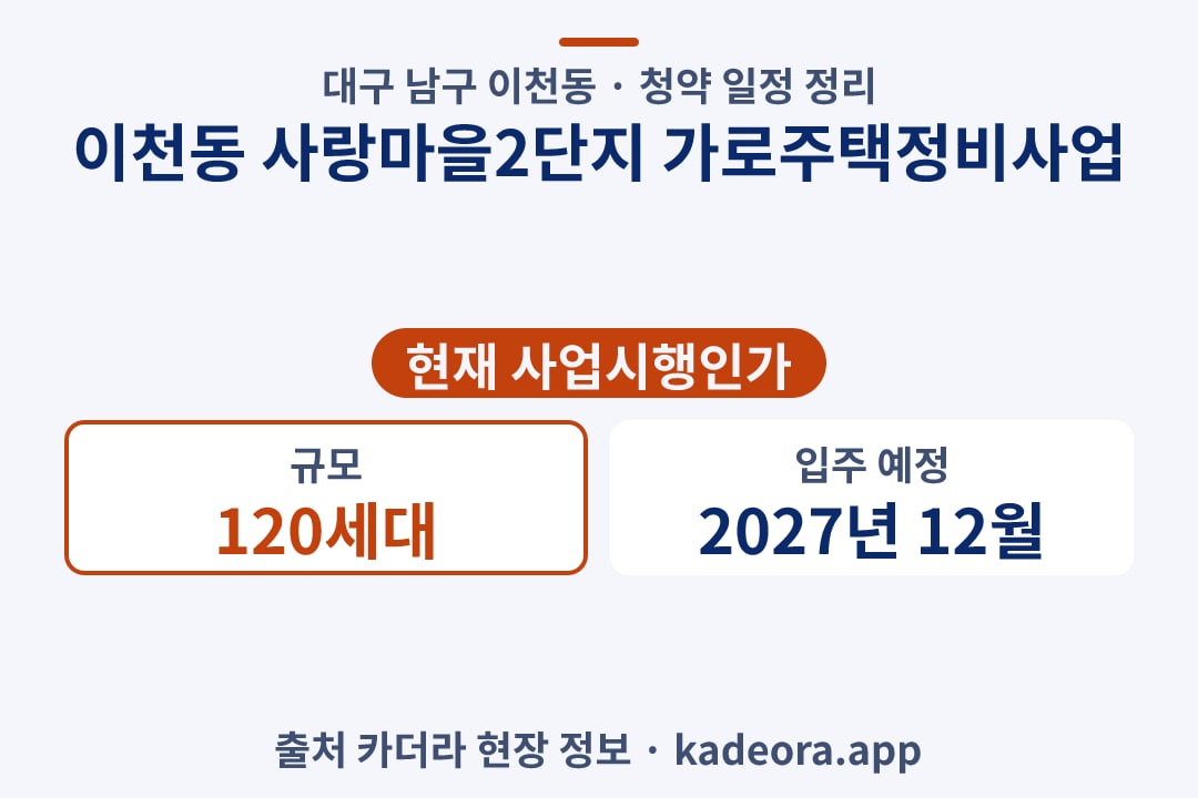 이천동 사랑마을2단지 가로주택정비사업 청약 단지 개요 카드