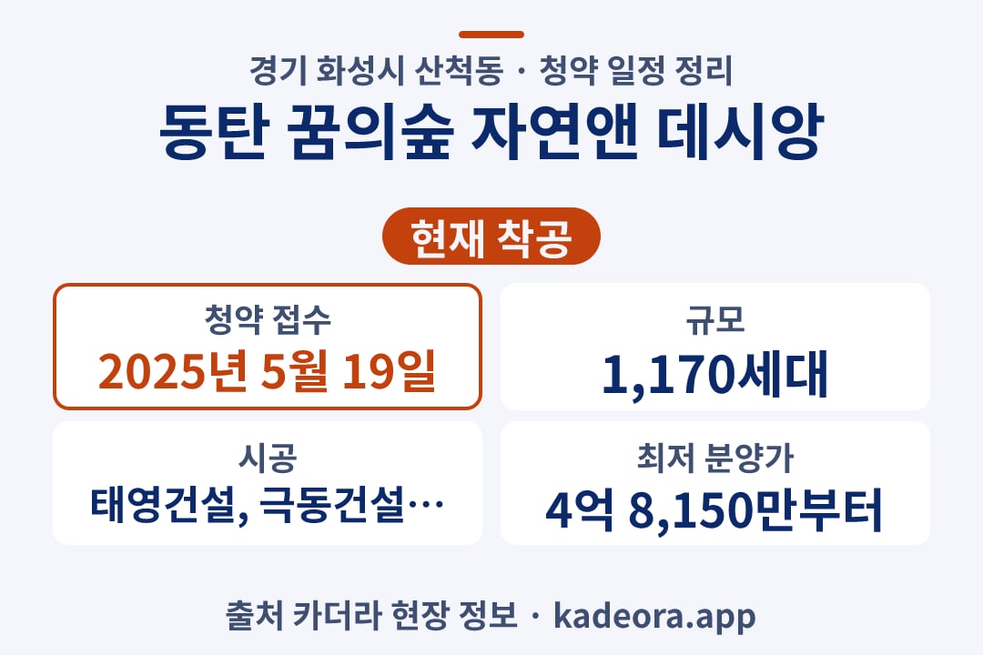 동탄 꿈의숲 자연앤 데시앙 청약 단지 개요 카드