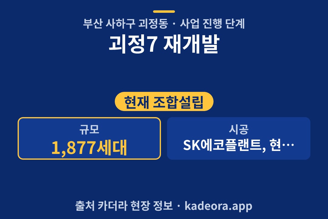 괴정7 재개발 단지 개요 카드