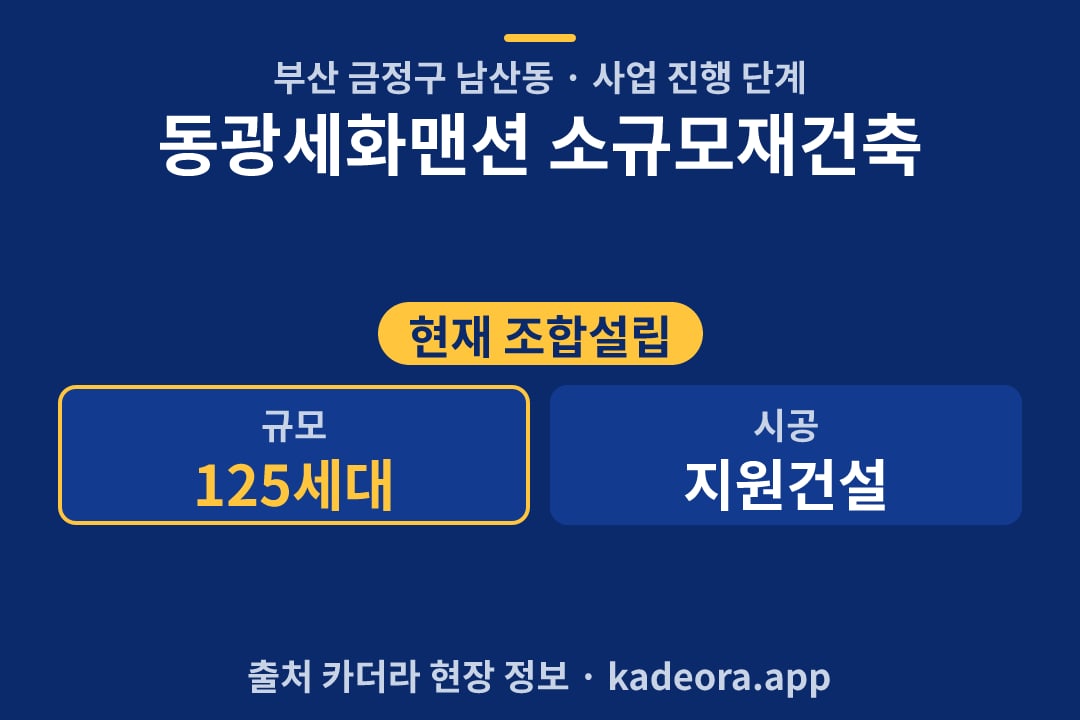 동광세화맨션 소규모재건축 재개발 단지 개요 카드