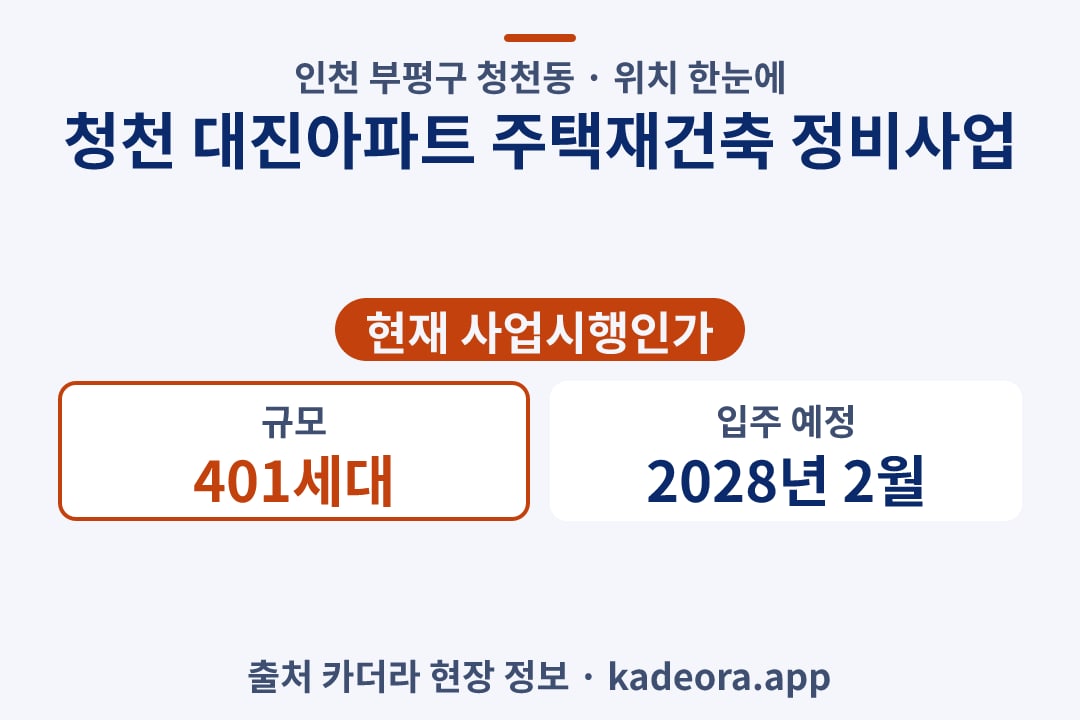 청천 대진아파트 주택재건축 정비사업 위치 단지 개요 카드