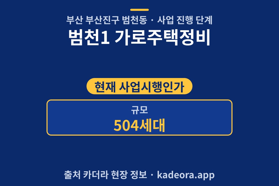 범천1 가로주택정비 재개발 단지 개요 카드