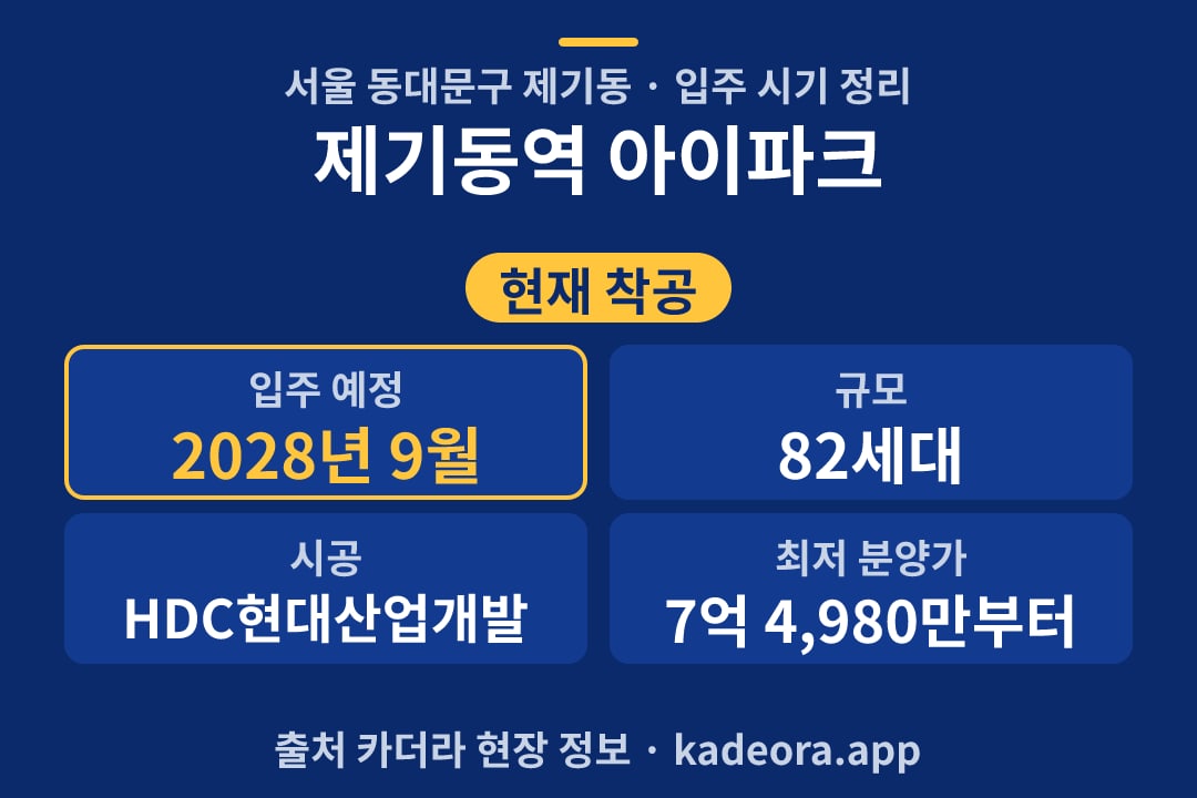 제기동역 아이파크 입주 단지 개요 카드