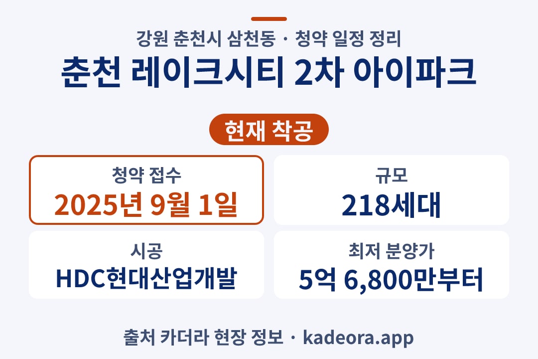 춘천 레이크시티 2차 아이파크 청약 단지 개요 카드