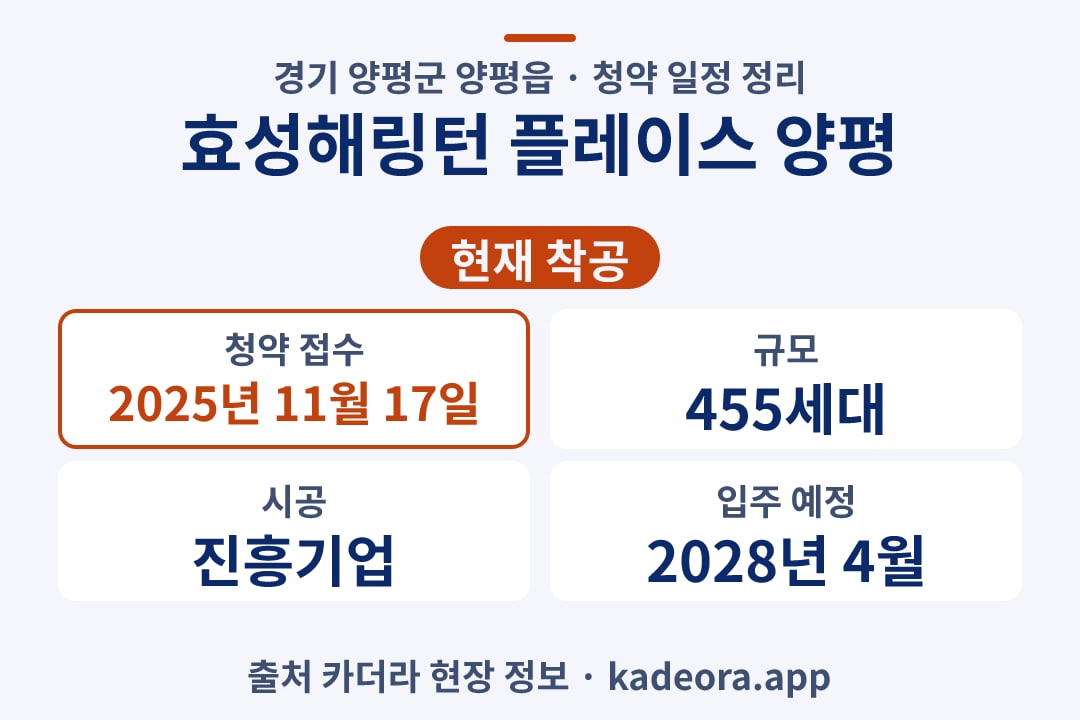 효성해링턴 플레이스 양평 청약 단지 개요 카드