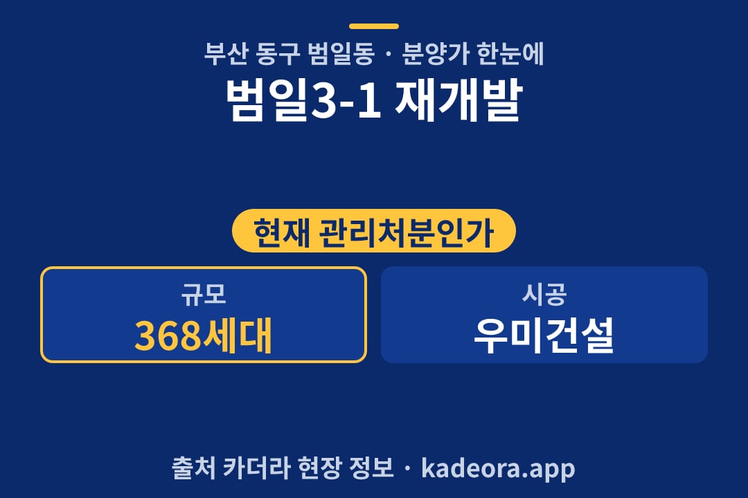 범일3-1 재개발 분양가 단지 개요 카드