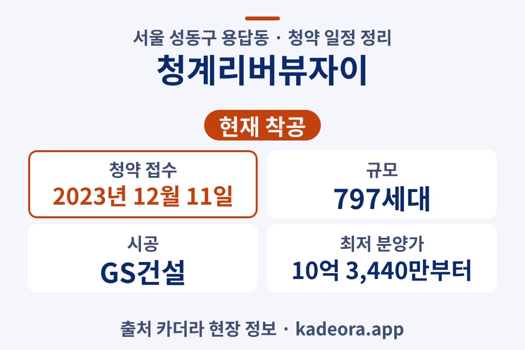 청계리버뷰자이 청약 단지 개요 카드