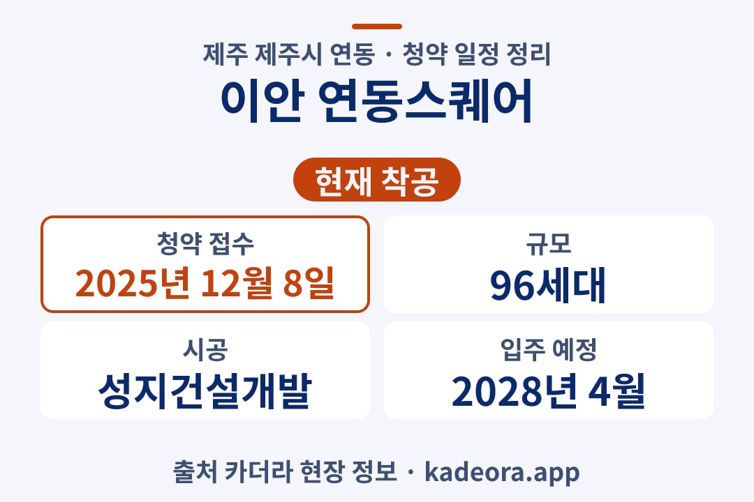이안 연동스퀘어 청약 단지 개요 카드