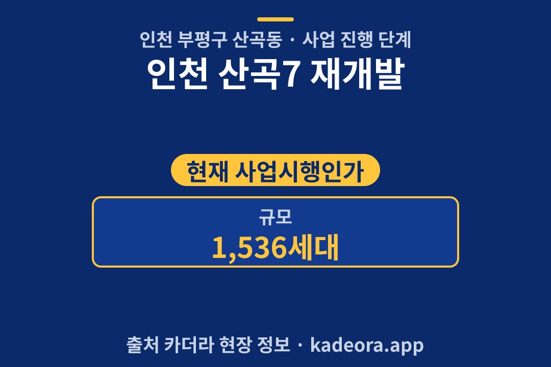 인천 산곡7 재개발 단지 개요 카드