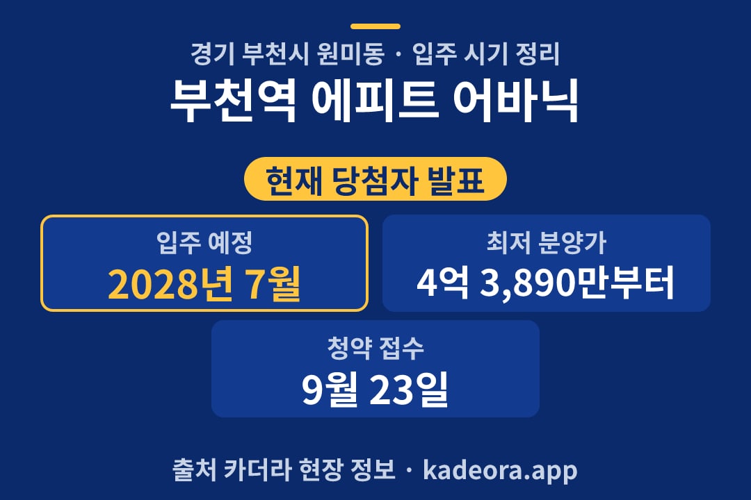 부천역 에피트 어바닉 입주 단지 개요 카드