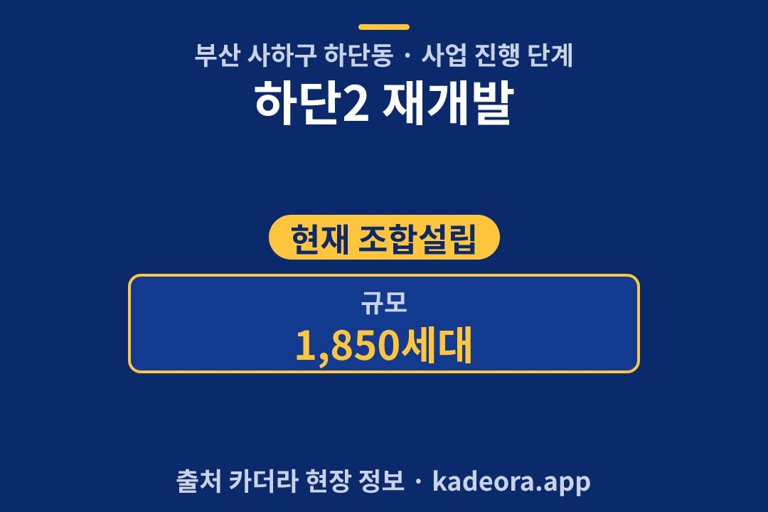 하단2 재개발 단지 개요 카드