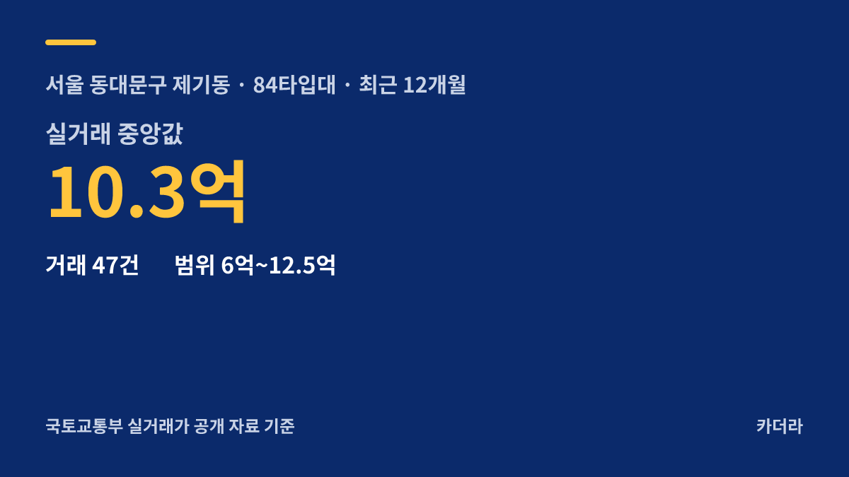 제기동역 아이파크 주변 시세 안내 — 동대문구 제기동