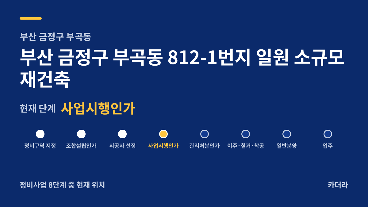 부산 금정구 부곡동 812-1번지 일원 소규모재건축 사업 단계 안내 — 현재 사업시행인가