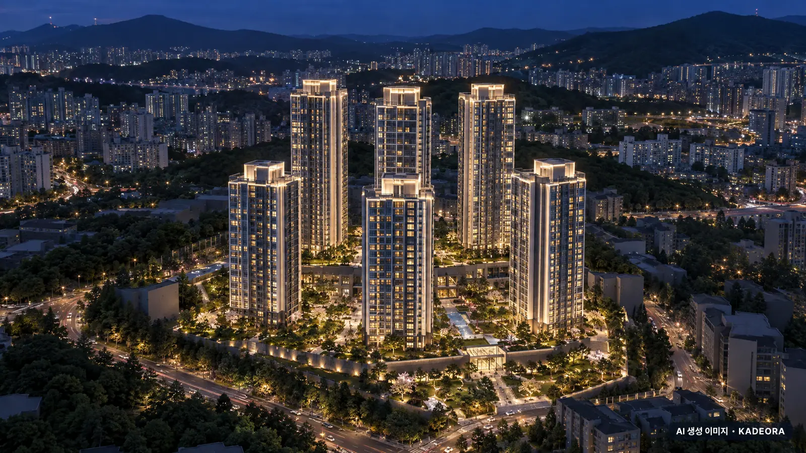 더샵 신문그리니티 2차 단지 전경 AI 상상도 — 김해시 신문동 695세대