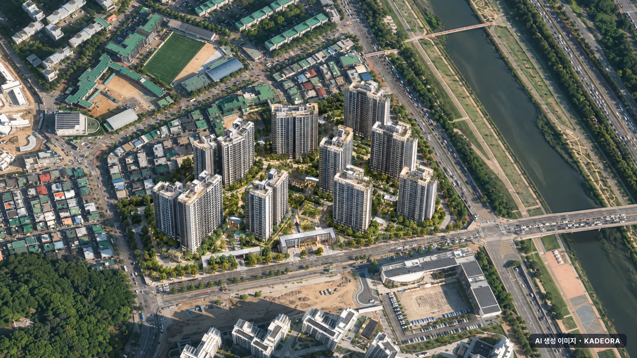 광명시 철산주공10,11단지 단지 전경 AI 상상도(주간 항공) — 경기 광명시 착공 1,490세대