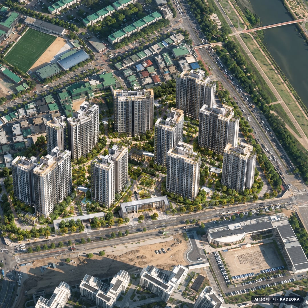 광명시 철산주공10,11단지 조감도 AI 상상도(주간 항공) — 경기 광명시 착공 1,490세대