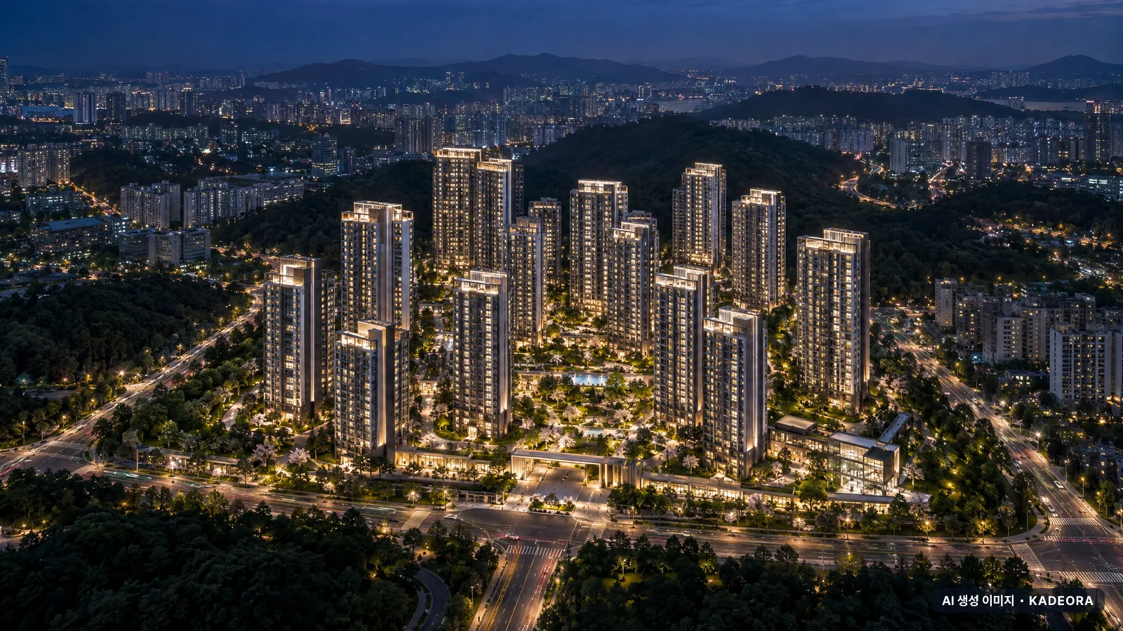 해링턴 스퀘어 신흥역 단지 전경 AI 상상도 — 성남시 중앙동 1,972세대